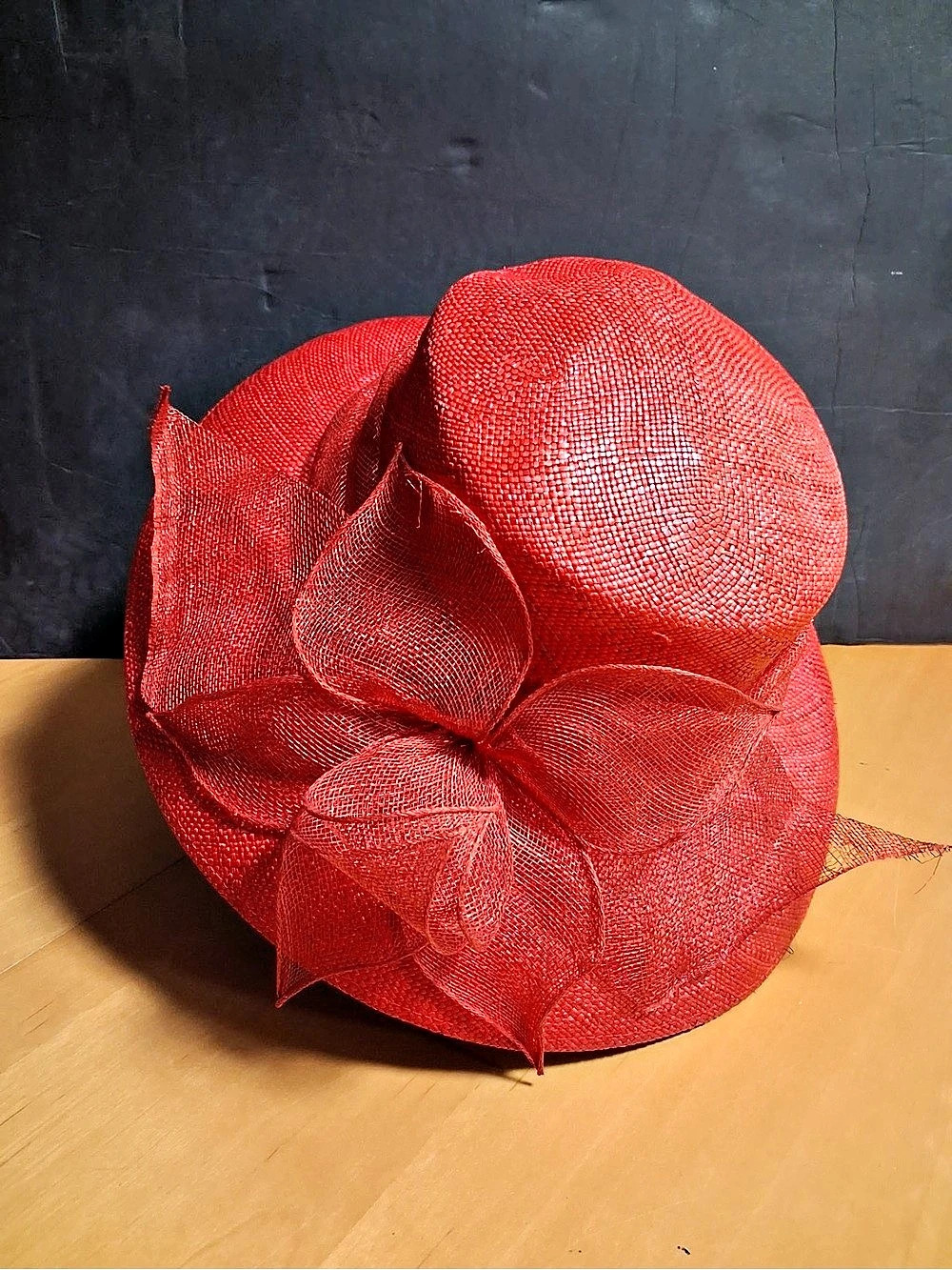 Betmar Red Floral Fascinator Hat Like New